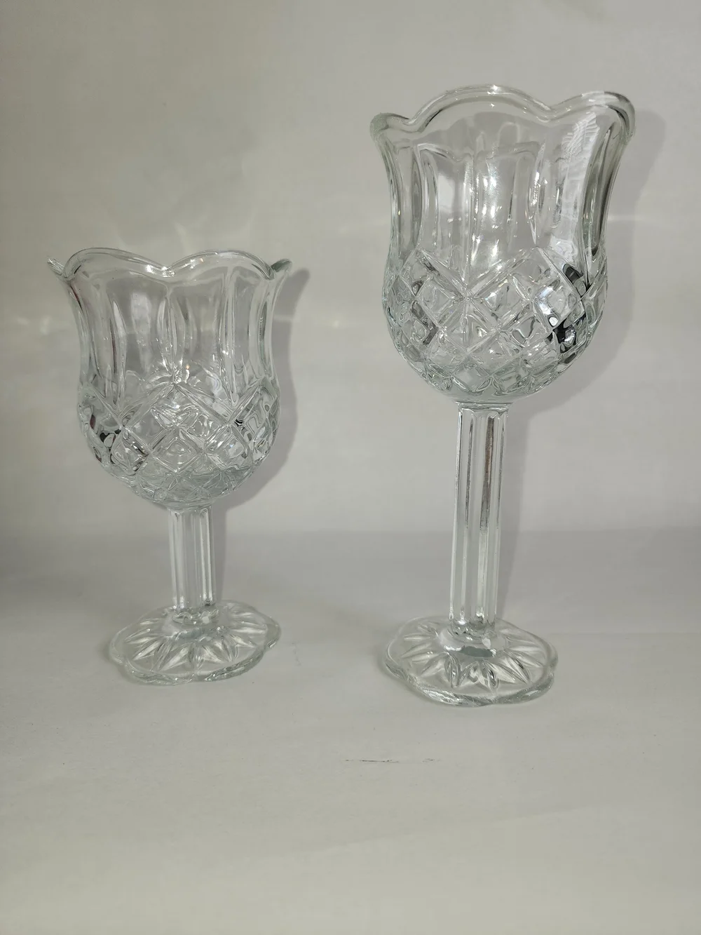 Pair of Vintage Anchor Hocking Wexford Clear Glass Candle Holders